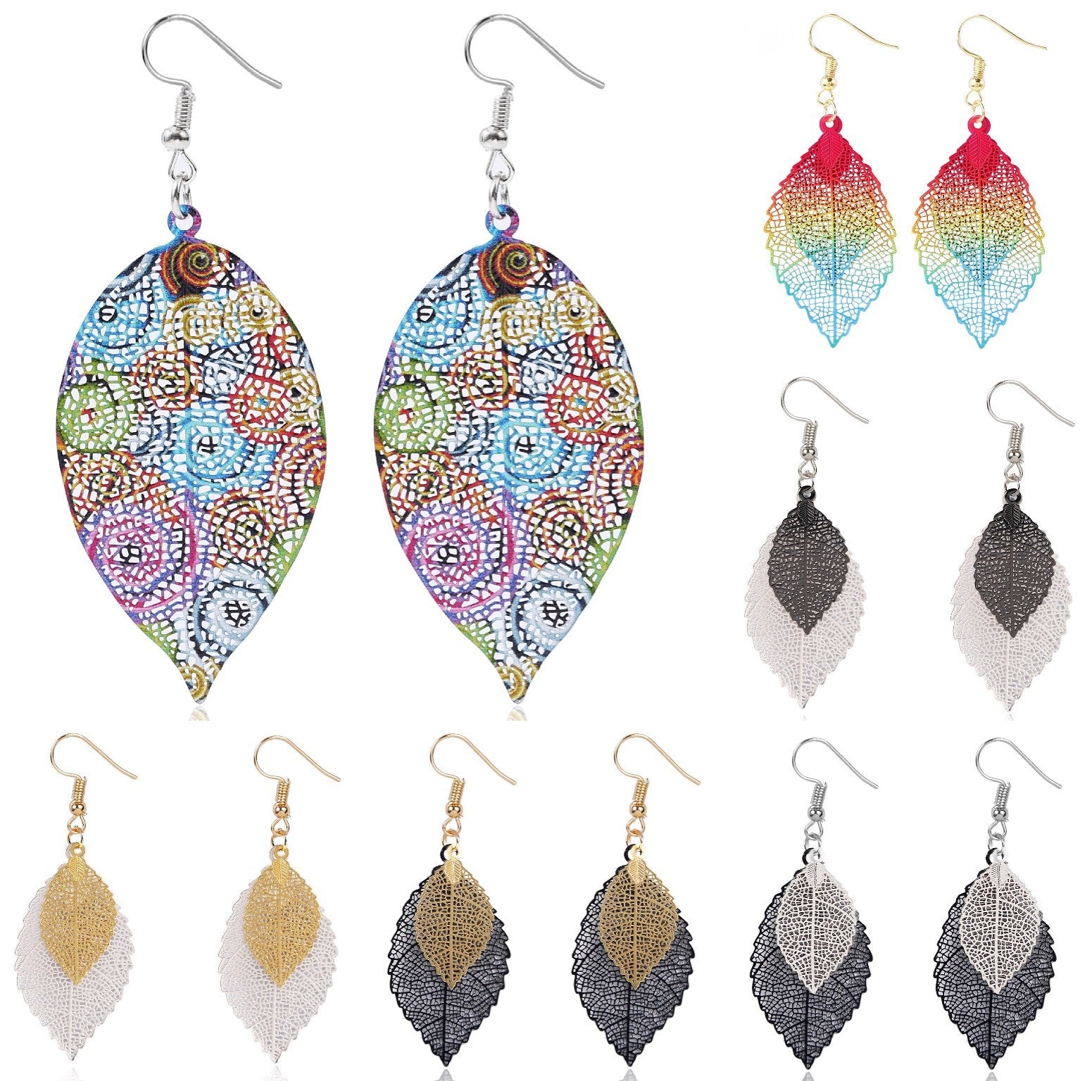 Wholesale Fashion Retro Ethnic Style Leaf Earrings